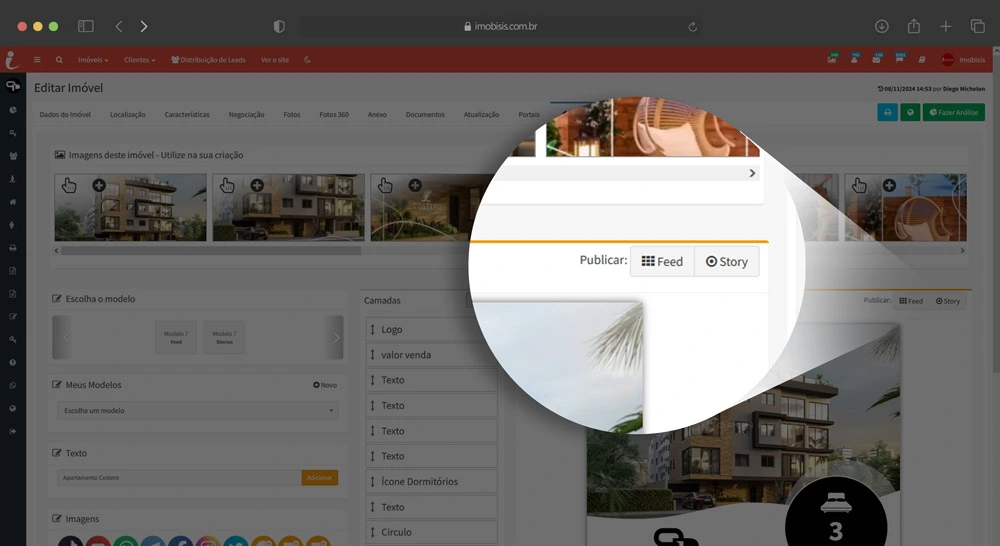 Artes do Imobiart em formatos para feed e stories