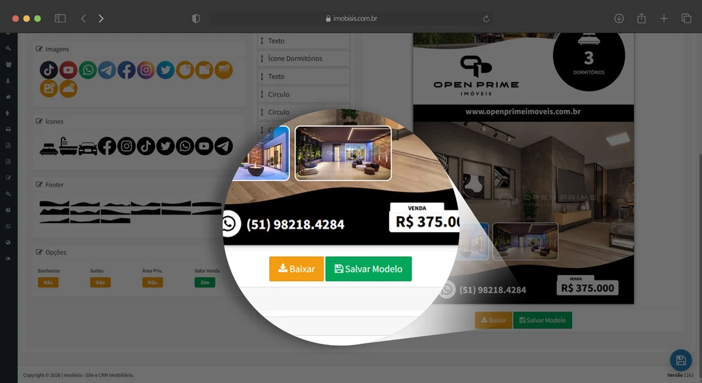 Preferências salvas no Imobiart para reutilizar modelos de artes imobiliárias